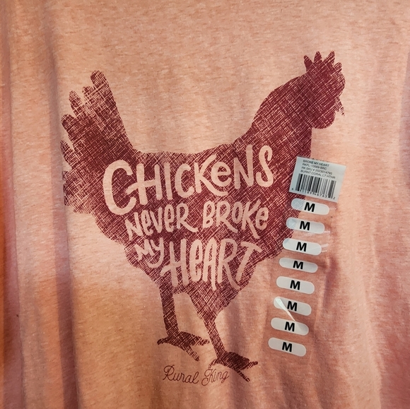 Rural King Women Chickens Never Broke My Heart Long Sleeve Graphic T-Shirt Pink - Picture 3 of 4
